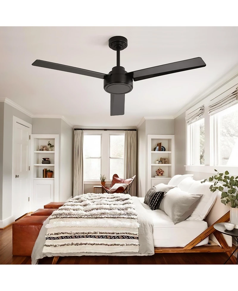Streamdale 52 Inch Black Ceiling Fan Without Light, High Capacity Dc Motor