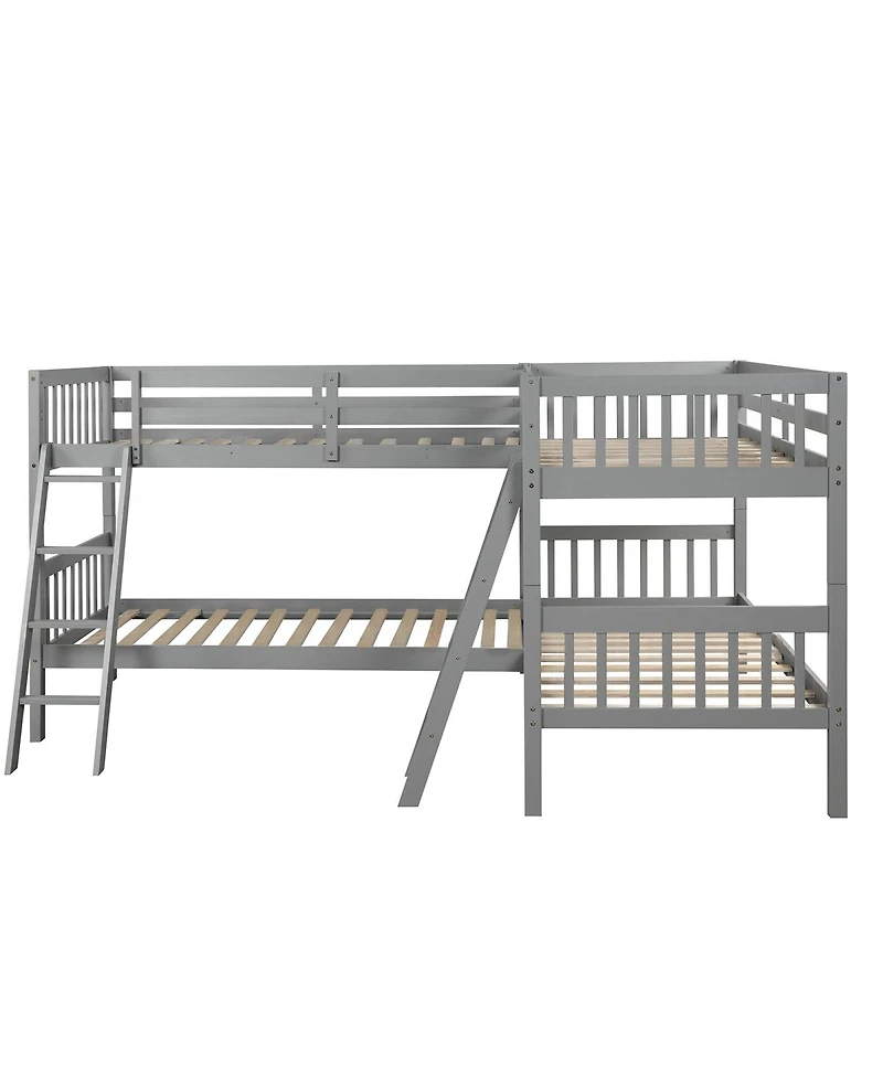 Streamdale Furniture L-Shaped Bunk Bed With Ladder, Twin