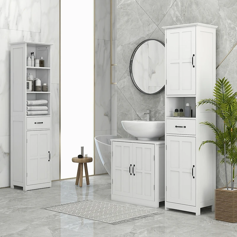 Kleankin Bathroom Sink Cabinet, Pedestal Sink Cabinet with Adjustable Shelf, White