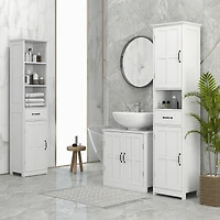 Kleankin Bathroom Sink Cabinet, Pedestal Sink Cabinet with Adjustable Shelf, White
