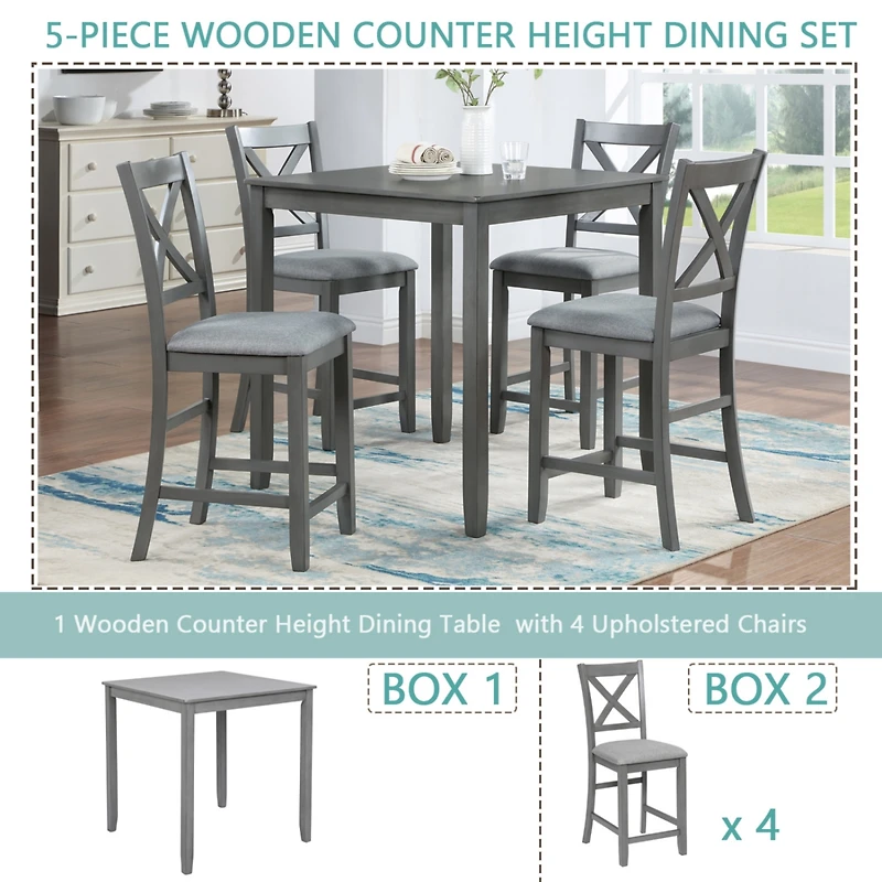 Streamdale Furniture 5-Piece Solid Wood Counter Height Dining Set Sophistication for Modern Living