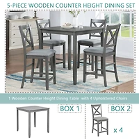 Streamdale Furniture 5-Piece Solid Wood Counter Height Dining Set Sophistication for Modern Living