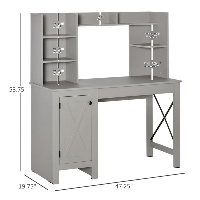 Homcom Computer Office Desk W/ Hutch Storage Cabinet,