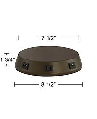 360 Lighting 1 3/4" High Universal Charging Workstation Lamp Base Usb Port Ac Power Outlet Brown Bronze Finish Metal Living Room