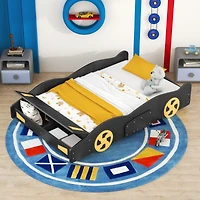 Streamdale Furniture Full Size Race Car-Shaped Platform Bed With Wheels And Storage