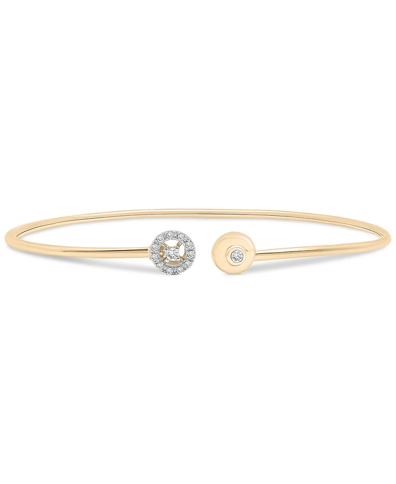 Diamond Halo Cuff Bangle Bracelet (1/10 ct. t.w.) in 10k Gold, Created for Macy's