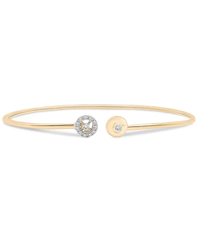 Diamond Halo Cuff Bangle Bracelet (1/10 ct. t.w.) in 10k Gold, Created for Macy's