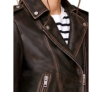 Avec Les Filles Women's Asymmetric Leather Moto Jacket