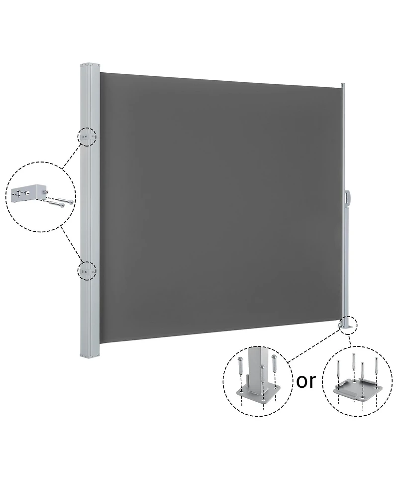 119x71 In Outdoor Retractable Side Awning Folding Privacy Screen Divider Garden