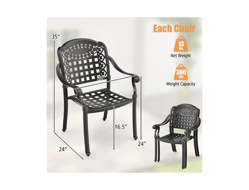 Slickblue Set of 2 Cast Aluminum Patio Chairs with Armrests