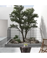 4-Panel Decorative Garden Fence with Interlocking Design