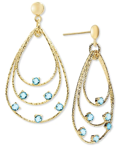 Rhodolite Garnet Triple Teardrop Drop Earrings (1-3/4 ct. t.w.) 14k Gold over Sterling Silver (Also available Citrine & Blue Topaz)