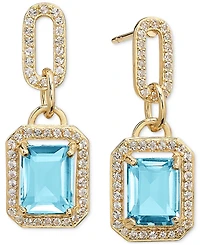 Amethyst (4-3/8 ct. t.w.) & White Topaz (1-1/6 Framed Dangle Drop Earrings 14k Gold-Plated Sterling Silver (Also Sky Blue Topaz, Onyx