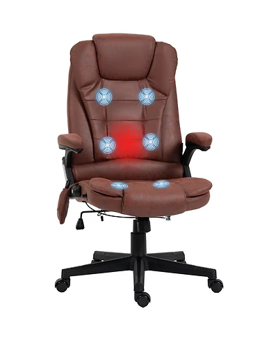 Vinsetto Massage Office Chair with 6 Points Heat Microfiber Executive Office Chair Red