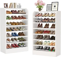 Tribesigns Shoe Rack for Entryway, 8-Tier Tall Shoe Shelf Shoes Storage Organizer, Wooden Shoe Storage Cabinet Shoe Stand, 2 Pcs, White