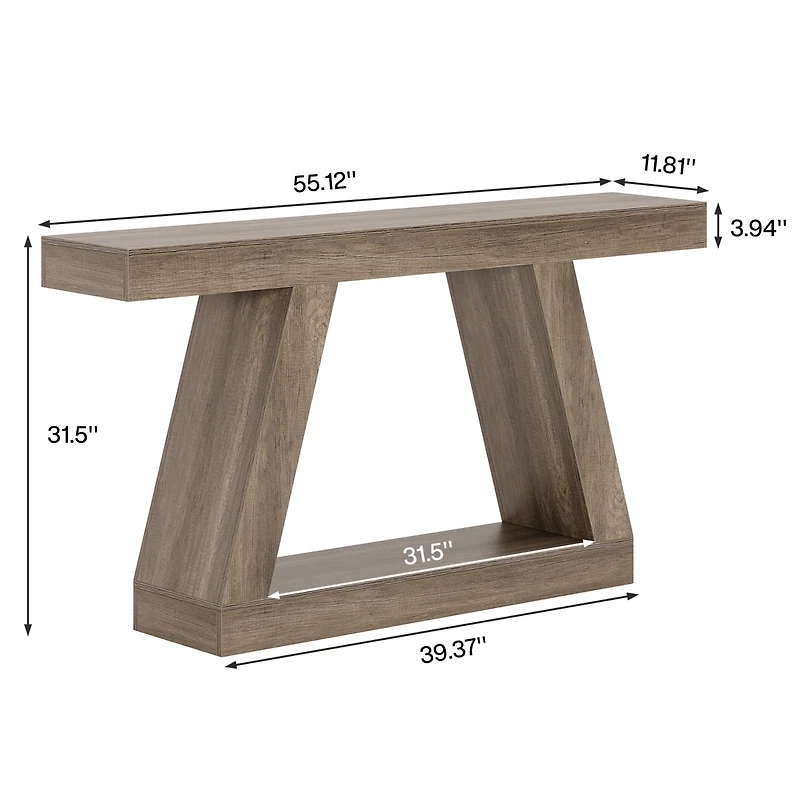 Tribesigns Farmhouse Console Table, 55-Inch Rustic Sofa Table with Storage, Industrial Wooden Entryway Table for Hallway
