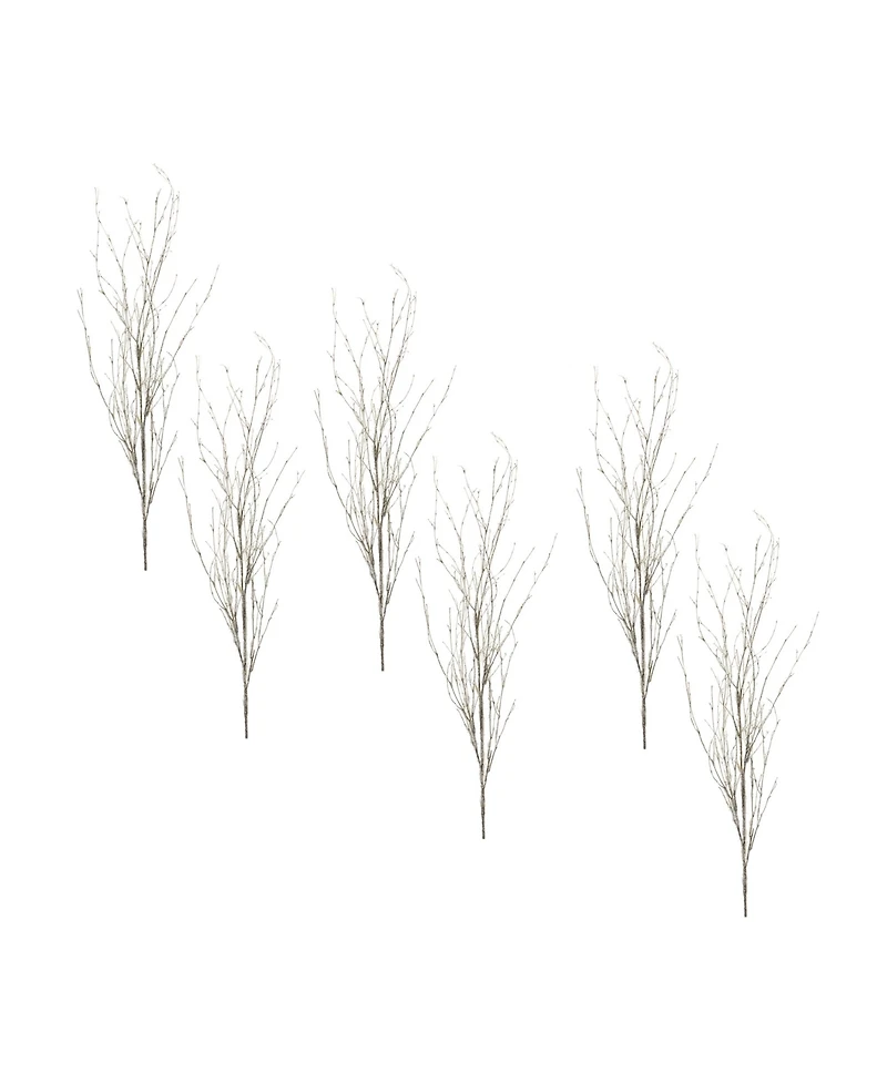 Artificial Glittered Branches (Set of 6) Sparkle-finished Decorative Stems for Craft Projects and Displays