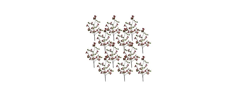 Slickblue Artificial Boxwood Berry Twig Sprays (Set of 12)-Realistic Foliage and Berries for Crafting and Floral Arrangements