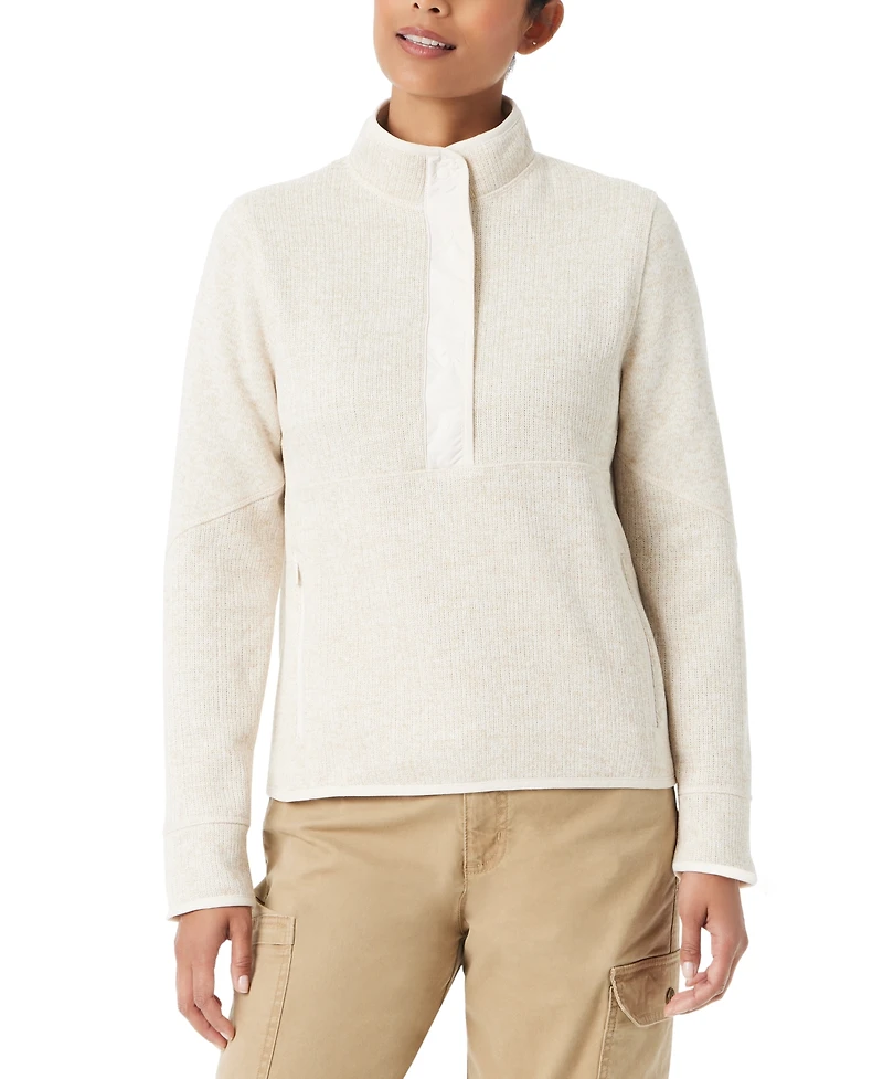 Bass Outdoor Women's Mixed-Media Mock-Neck Sweatshirt