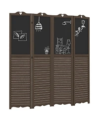 Homcom 5.5' 4 Panel Room Divider, Indoor Privacy Screens for Home, Brown