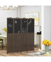 Homcom 5.5' 4 Panel Room Divider, Indoor Privacy Screens for Home, Brown