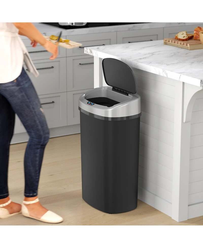 iTouchless 13 Gallon Sensor Kitchen Trash Can with Lid and Odor Filter, Durable Dent-Proof Plastic Garbage Bin Automatic Waste Basket