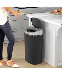 iTouchless 13 Gallon Sensor Kitchen Trash Can with Lid and Odor Filter, Durable Dent-Proof Plastic Garbage Bin Automatic Waste Basket