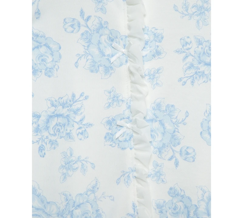 Little Me Baby Girls Cotton Blue Roses Footie & Headband Set