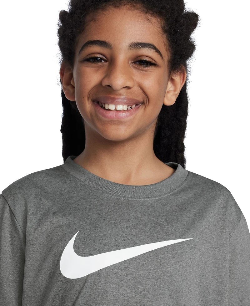 Nike Boys and Girls 6-20 Legend Swoosh-Logo Crewneck Dri-fit T-Shirt