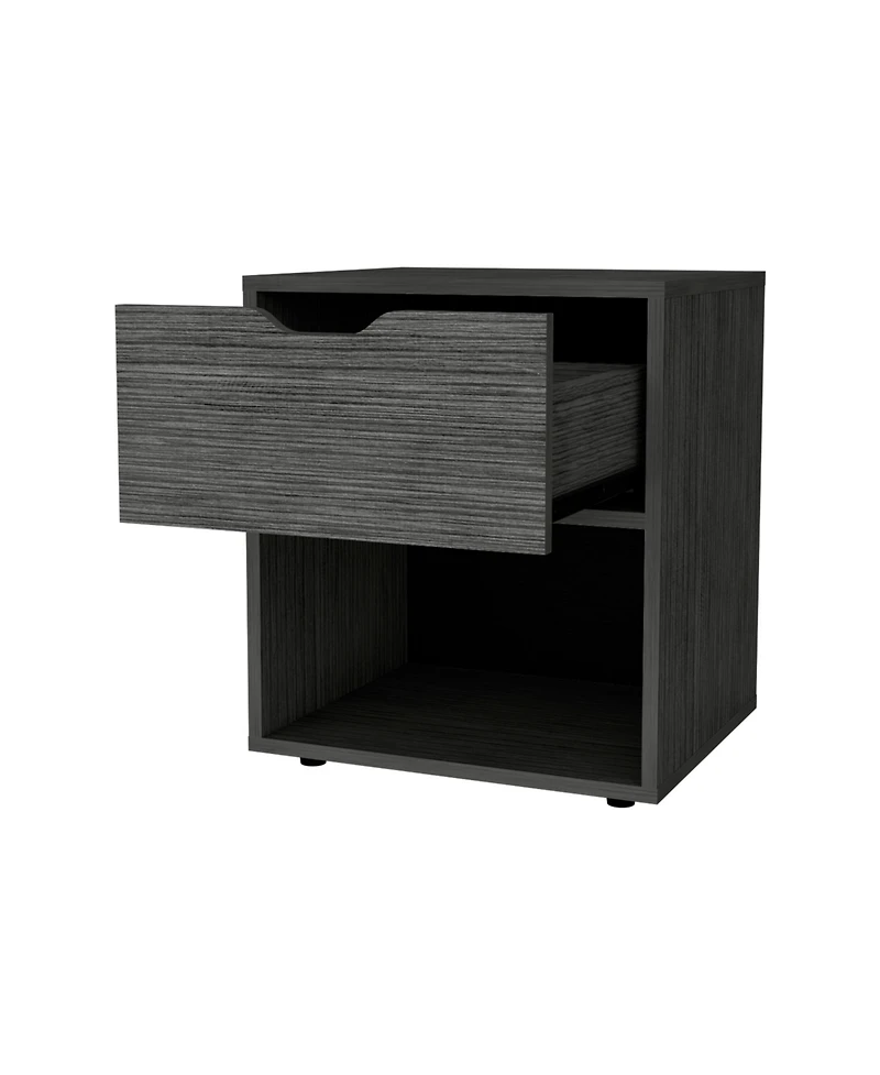 Fm Furniture Elliott Nightstand with Elegant Drawer and Open Shelf