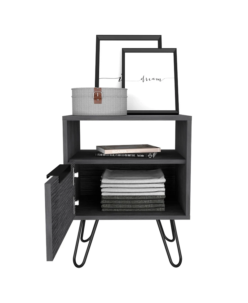 Fm Furniture Vienna Nightstand, Shelves, Hairpin Legs