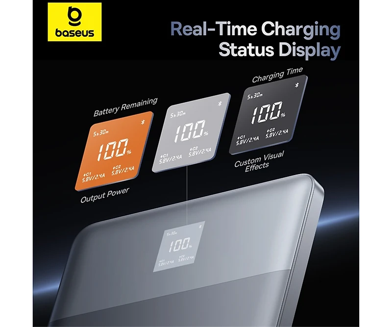 Baseus Blade2 Portable Charger 12000mAh Power Bank 65W Fast-Charging - Blue