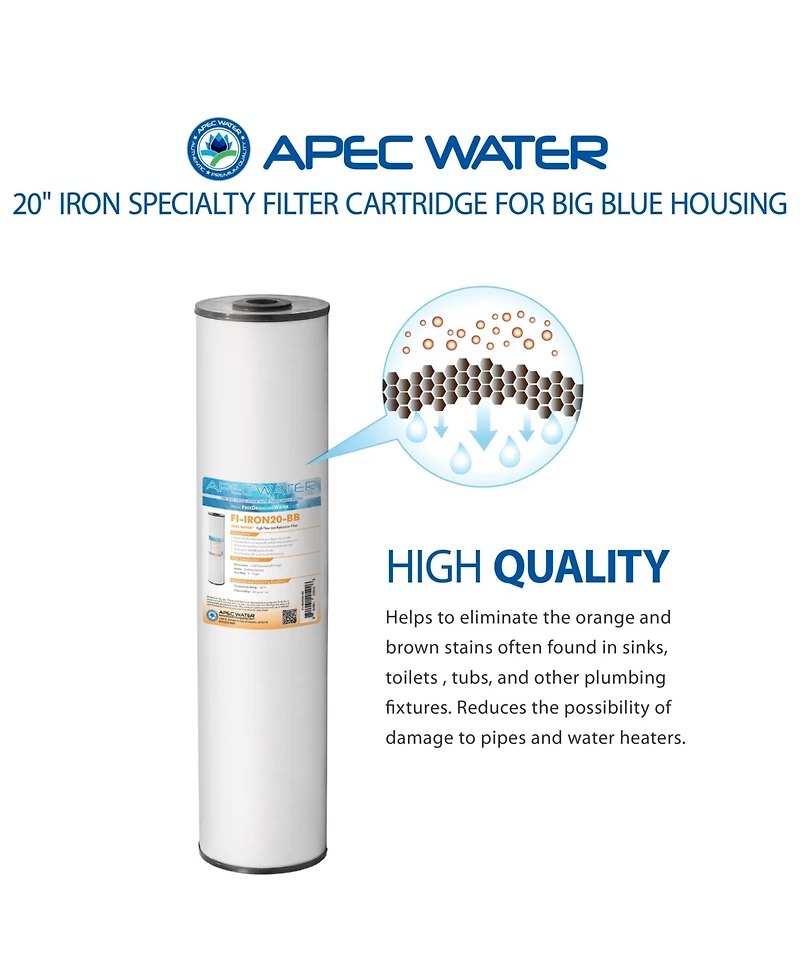 Apec Water Systems High Flow Iron Reduction Specialty Filter 4.5"x 20"