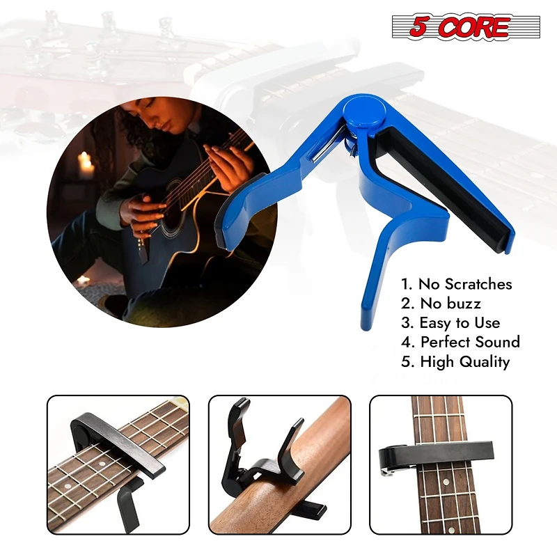5Core Capo Acoustic Electric Guitar 6 String Kapo Clip For Banjo Mandolin Ukulele