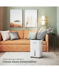 Fehom 50 Pints Dehumidifier for Home Basements 4,500 Sq.Ft with Drain Hose Timer