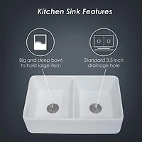Streamdale 32 L X 20 W Double Basin Farmhouse Kitchen Sink With Basket Strainer