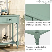 Simplie Fun Daisy Series Console Table Traditional Design With Two Drawers And Bottom Shelf