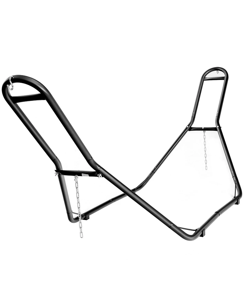 Gymax Hammock Stand Heavy Duty Steel Frame Hanging Hooks Indoor Outdoor