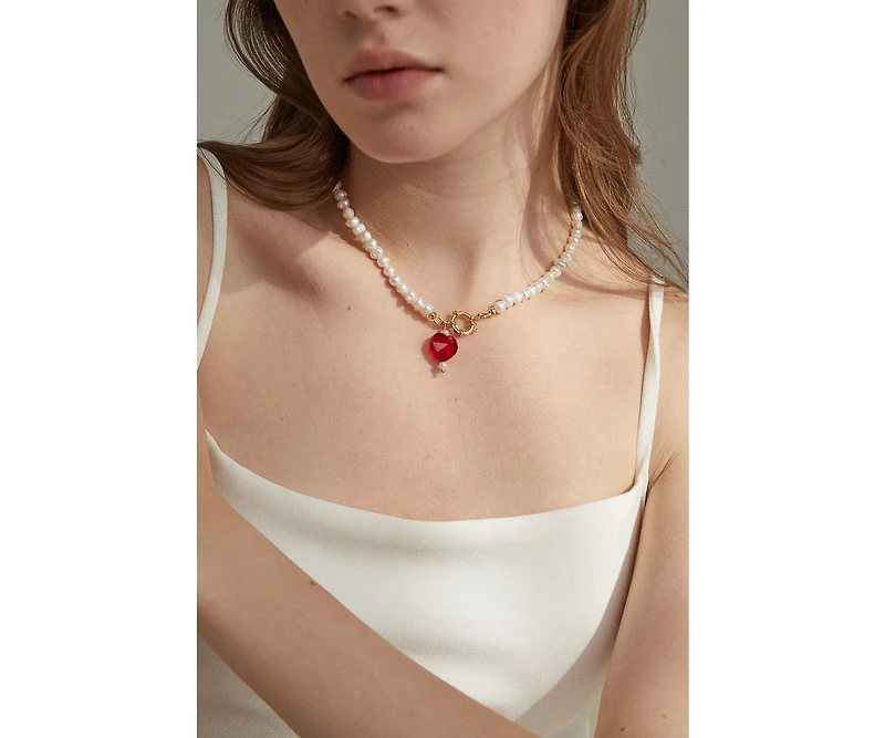 Kokoro Freshwater Pearl Heart Necklace 20" For Women