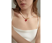 Kokoro Freshwater Pearl Heart Necklace 20" For Women