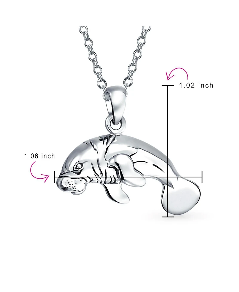 Bling Jewelry Hawaiian Nautical Sea Lover Vacation Honeymoon Sea Cow Ocean Marine Life Manatees Pendant Necklace Sterling Silver