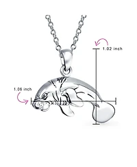 Bling Jewelry Hawaiian Nautical Sea Lover Vacation Honeymoon Sea Cow Ocean Marine Life Manatees Pendant Necklace Sterling Silver