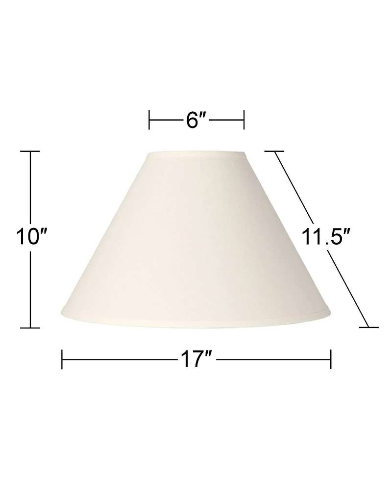 Springcrest Set of 2 Empire Lamp Shades White Linen Chimney Large 6" Top x 17" Bottom x 10" High Spider Harp and Finial Fitting