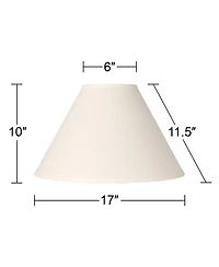 Springcrest Set of 2 Empire Lamp Shades White Linen Chimney Large 6" Top x 17" Bottom x 10" High Spider Harp and Finial Fitting