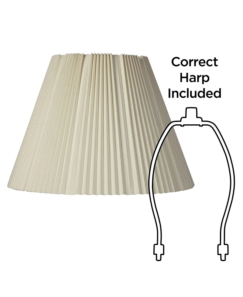 Springcrest Set of 2 Empire Lamp Shades Eggshell Large 9" Top x 17" Bottom x 12.25" High Spider Replacement Harp and Finial Fitting