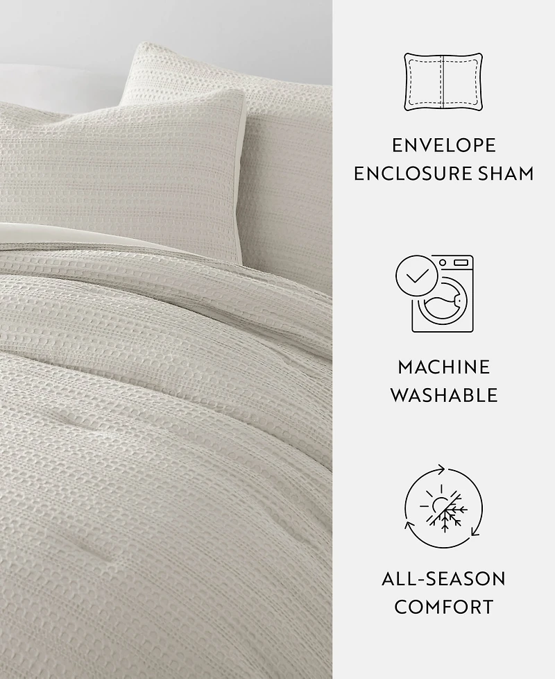 ienjoy Home Waffle Textured 3-Piece Comforter Set