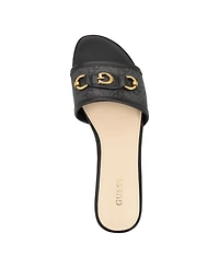Guess Women's Hammi One Band with Logo and Hardware Flat Sandals