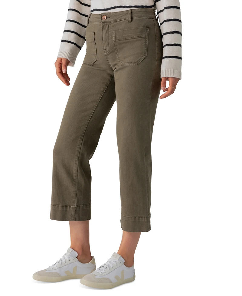 Sanctuary Women's The Marine Mid Rise Cropped Wide-Leg Jeans