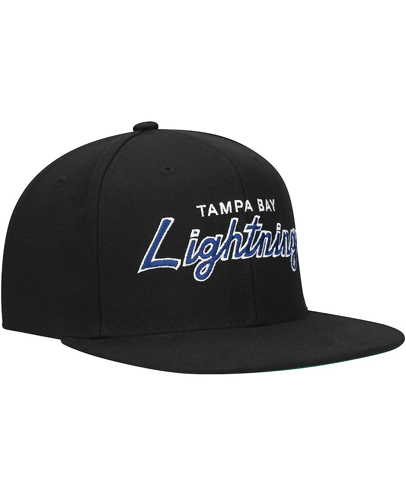 Mitchell & Ness Men's Black Tampa Bay Lightning Core Team Script 2.0 Snapback Hat