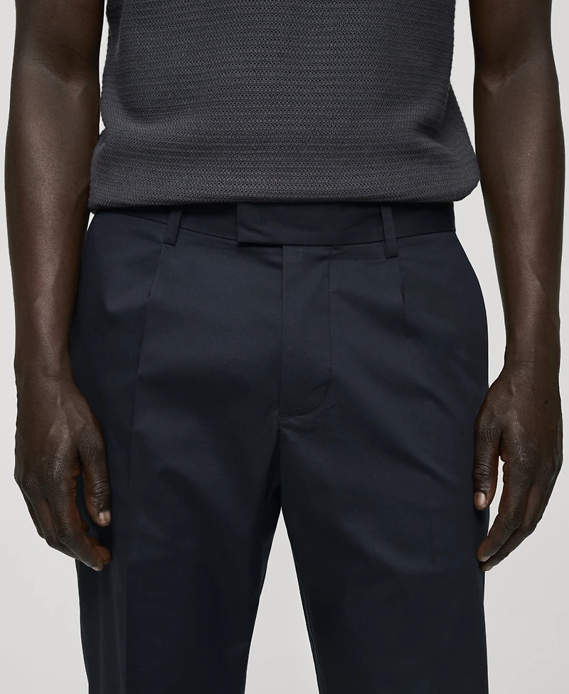 Mango Men's Slim-Fit Cotton Pleated Pants